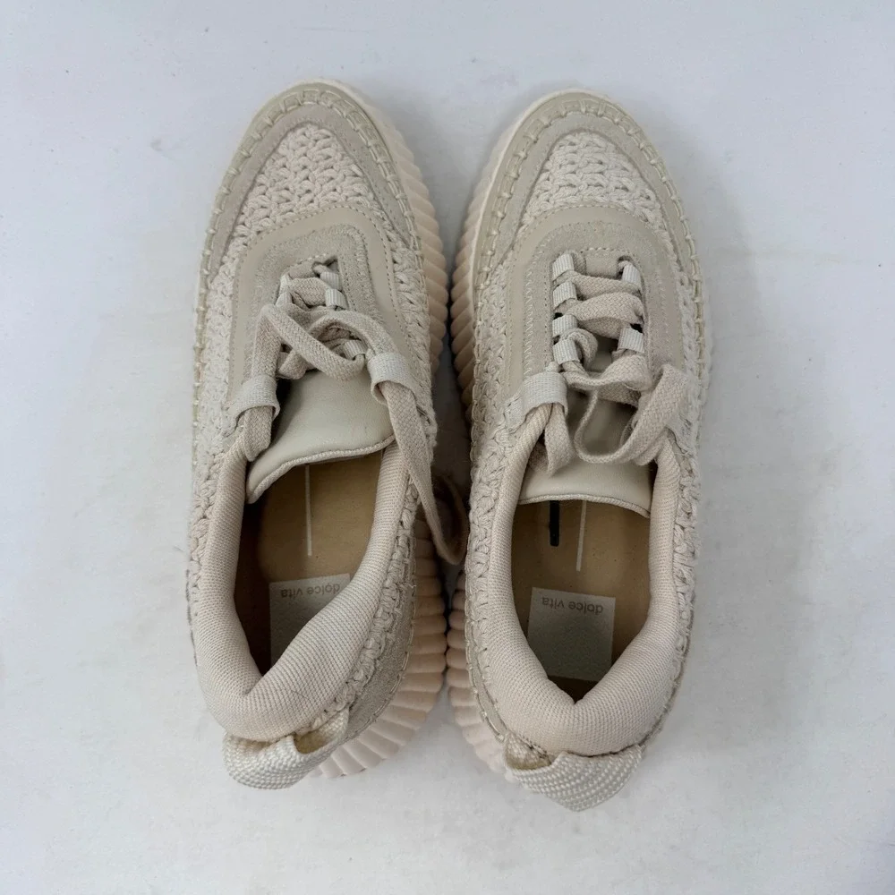 Dolce Vita Dolen Crochet Platform Sneakers‎ Cream Whipstitch Size 7 Boho Chunky